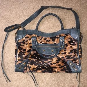 Balenciaga fur city bag